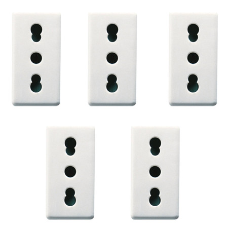 Priza simpla Gewiss System GW20203, incastrata, modulara - 1, contact de protectie, alba - 5 buc