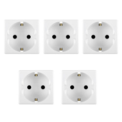 Priza simpla Gewiss System GW20265, incastrata, modulara - 2, contact de protectie, alba - 5 buc