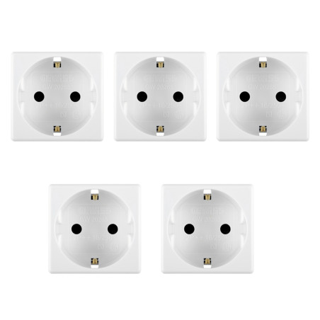 Priza simpla Gewiss System GW20265, incastrata, modulara - 2, contact de protectie, alba - 5 buc