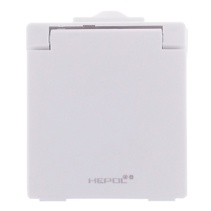 Priza simpla Hepol AG, aparenta, cu capac, contact de protectie, alba