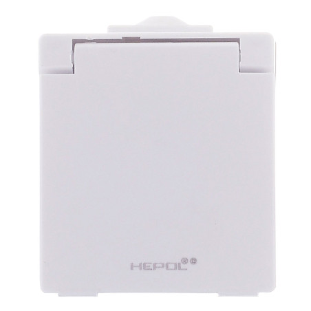Priza simpla Hepol AG, aparenta, cu capac, contact de protectie, alba