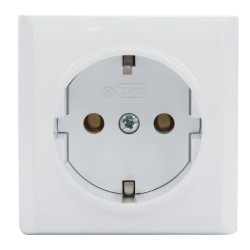 Priza simpla Ospel Bis GN-1BS, aparenta, rama inclusa, contact de protectie, alba