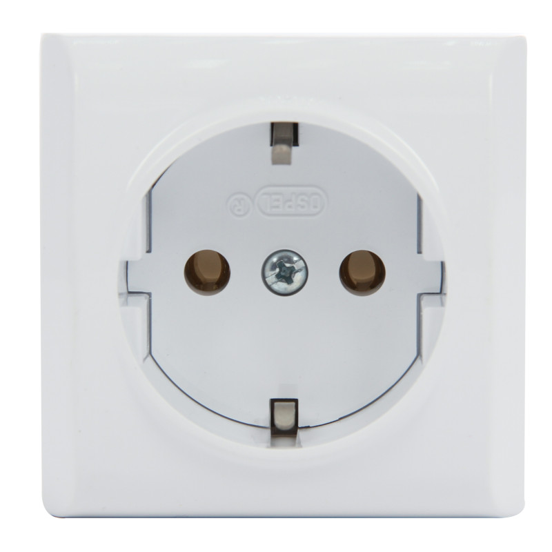 Priza simpla Ospel Bis GN-1BS, aparenta, rama inclusa, contact de protectie, alba Priza simpla Ospel Bis GN-1BS, aparenta, rama inclusa, contact de protectie, alba