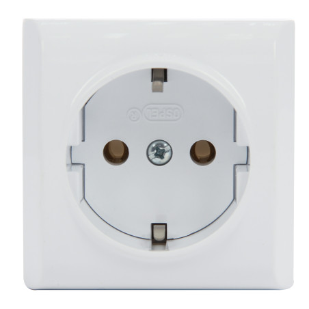 Priza simpla Ospel Bis GN-1BS, aparenta, rama inclusa, contact de protectie, alba