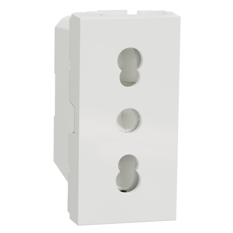 Priza simpla Schneider Electric Noua Unica NU302318, incastrata, modulara - 1, contact de protectie, protectie copii, 2P+E, 16A,