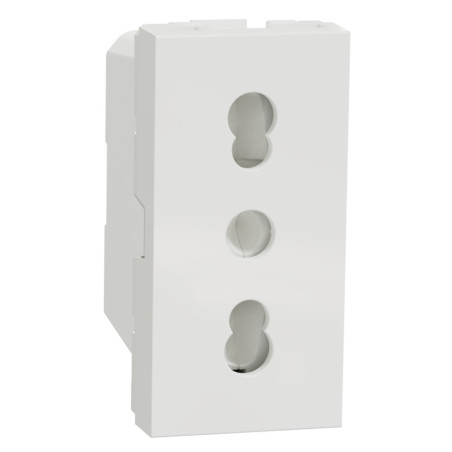 Priza simpla Schneider Electric Noua Unica NU302318, incastrata, modulara - 1, contact de protectie, protectie copii, 2P+E, 16A,