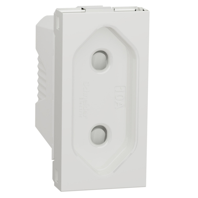 Priza simpla Schneider Electric Noua Unica NU303118, incastrata, modulara - 1, protectie copii, 2P, 10A, alba