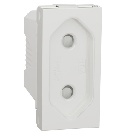 Priza simpla Schneider Electric Noua Unica NU303118, incastrata, modulara - 1, protectie copii, 2P, 10A, alba