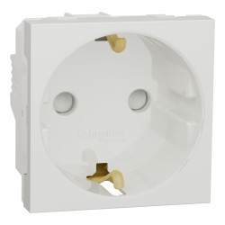 Priza simpla Schneider Electric Noua Unica NU303718, incastrata, modulara - 2, contact de protectie, protectie copii, 2P+E, 16A,