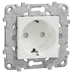 Priza simpla Schneider Electric Noua Unica NU503718Z, incastrata, contact de protectie, protectie copii, 2P+E, 16A, alba