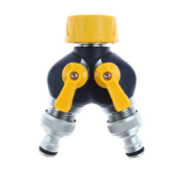 Adaptor robinet - furtun pentru irigatii gradina, 2 iesiri, filet interior, polipropilena + metal, Grunman Deluxe DY8102A