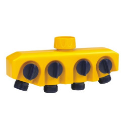 Adaptor robinet - furtun pentru irigatii gradina, 4 iesiri, filet interior, polipropilena, Grunman DY8004