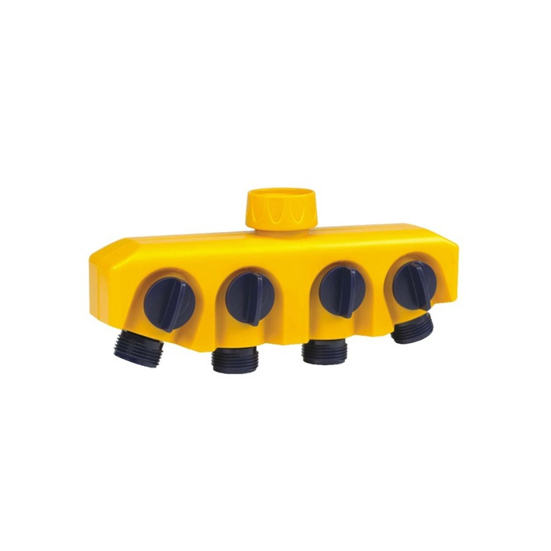 Adaptor robinet - furtun pentru irigatii gradina, 4 iesiri, filet interior, polipropilena, Grunman DY8004
