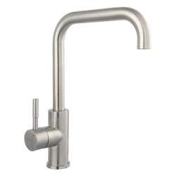 Baterie bucatarie, Ferro Coretto Square BCX4, stativa, monocomanda, inox, finisaj inox