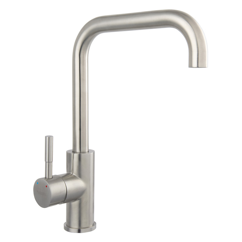 Baterie bucatarie, Ferro Coretto Square BCX4, stativa, monocomanda, inox, finisaj inox