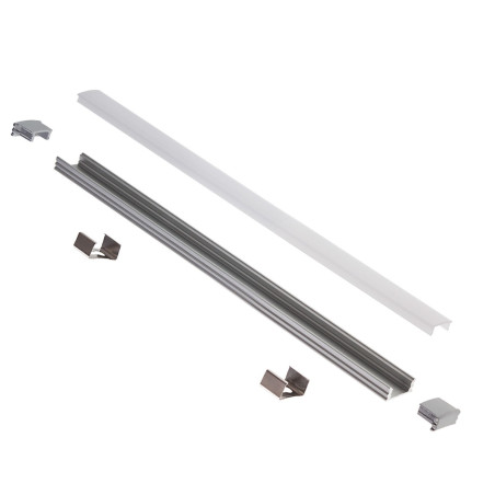 Profil banda LED Arelux, aparent, cu dispersor, capete si cleme de fixare, 2050 mm, alb, set