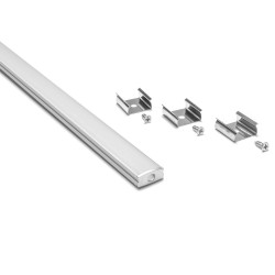 Profil banda LED Arelux, aparent, cu dispersor, capete si cleme de fixare, 2050 mm, argintiu, set