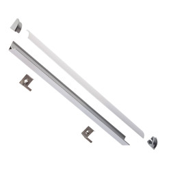 Profil banda LED Arelux, de colt, aparent, cu dispersor, capete si cleme de fixare, 2050 mm, alb, set