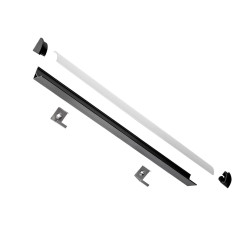 Profil banda LED Arelux, de colt, aparent, cu dispersor, capete si cleme de fixare, 2050 mm, negru, set