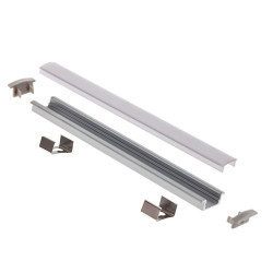 Profil banda LED Arelux, incastrat, cu dispersor, capete si cleme de fixare, 2050 mm, alb, set