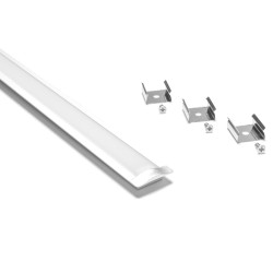 Profil banda LED Arelux, incastrat, cu dispersor, capete si cleme de fixare, 2050 mm, argintiu, set