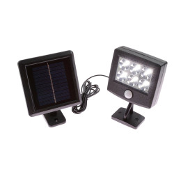 Proiector solar cu LED Hoff, 0.5W, 200lm, lumina rece, cu senzor de miscare, negru, IP44, exterior