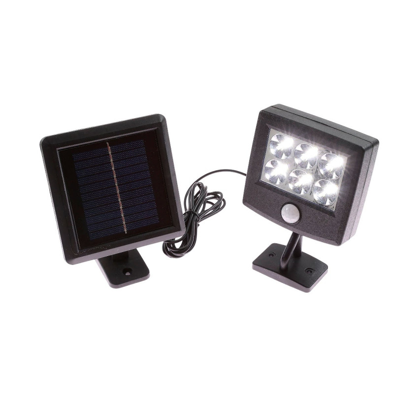 Proiector solar cu LED Hoff, 0.5W, 200lm, lumina rece, cu senzor de miscare, negru, IP44, exterior