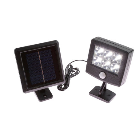 Proiector solar cu LED Hoff, 0.5W, 200lm, lumina rece, cu senzor de miscare, negru, IP44, exterior