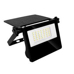Proiector solar cu LED Hoff, 10W, 1100lm, lumina rece, cu senzor de miscare, negru, IP65, exterior