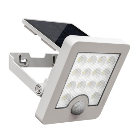 Proiector solar cu LED Hoff, 8W, 500lm, lumina rece, cu senzor de miscare, alb, IP65, exterior