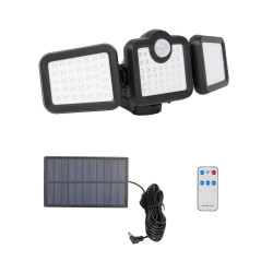 Proiector solar cu LED Lohuis, 4W, 420lm, lumina rece, cu senzor, telecomanda, 3 moduri de iluminare, negru, IP54, exterior