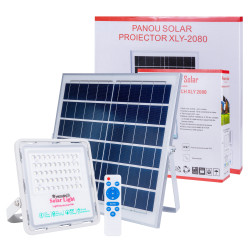 Proiector solar cu LED Westech XLY 2080, 15W, 1090lm, lumina rece, cu telecomanda, alb, IP65, exterior