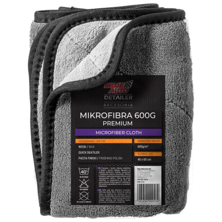 Prosop uscare auto, Moje Auto Detailer, pentru suprafete exterioare, microfibra, 40 x 60 cm, gri