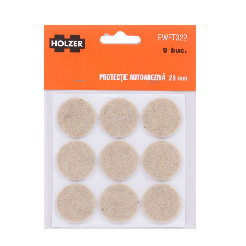 Protectie autoadeziva pentru pardoseala, Holzer EWFT322, forma rotunda, 28 mm, set 9 bucati Protectie autoadeziva pentru pardoseala, Holzer EWFT322, forma rotunda, 28 mm, set 9 bucati