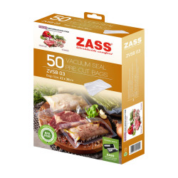 Pungi pentru aparat de vidat alimente, Zass ZVSB 03, 22 x 30 cm, grosime 0.18, rezistenta la caldura si frig, fara BPA, transpar
