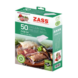 Pungi pentru aparat de vidat alimente, Zass ZVSB 04, 28 x 40 cm, grosime 0.18, rezistenta la caldura si frig, fara BPA, transpar