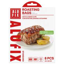 Pungi alimentare pentru friptura, cu clipsuri de inchidere, 25 x 38 cm, 8 buc / set