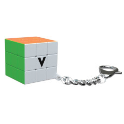 Puzzle rotativ, joc de inteligenta, V-cube 3 Keychain, breloc clasic, plastic + metal, multicolor, 6+ ani, 5.7 x 5.7 x 5.7 cm