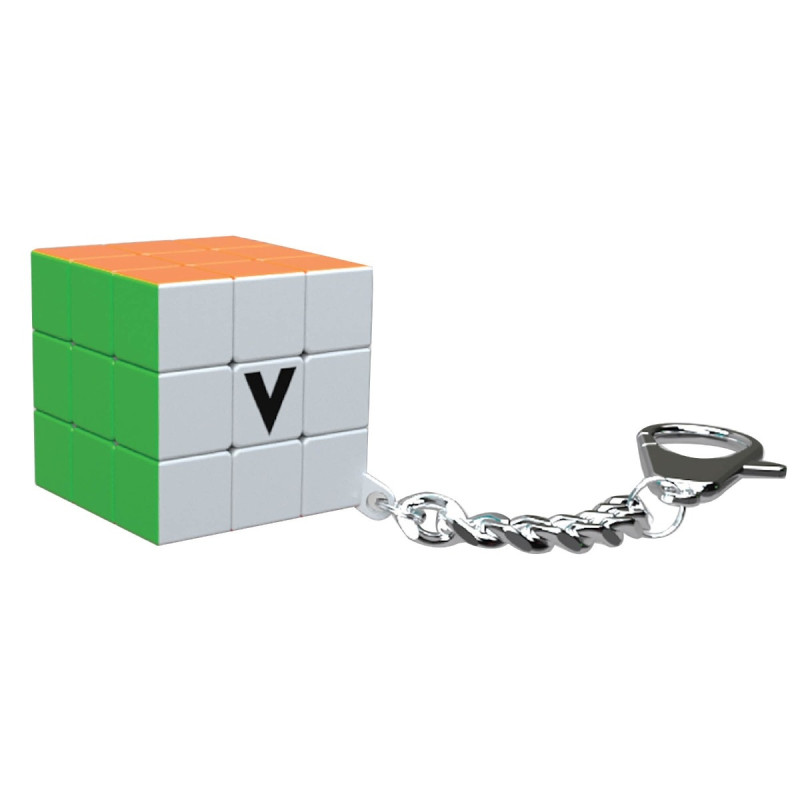 Puzzle rotativ, joc de inteligenta, V-cube 3 Keychain, breloc clasic, plastic + metal, multicolor, 6+ ani, 5.7 x 5.7 x 5.7 cm