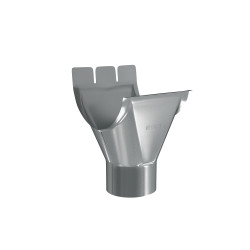 Racord jgheab 125 mm - burlan 90 mm, pentru sistem pluvial, Bilka, metalic, argintiu (RAL 9006), lucios