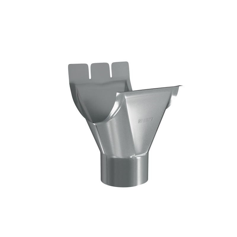 Racord jgheab 125 mm - burlan 90 mm, pentru sistem pluvial, Bilka, metalic, argintiu (RAL 9006), lucios