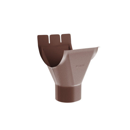 Racord jgheab 125 mm - burlan 90 mm, pentru sistem pluvial, Bilka, metalic, maro ciocolatiu (RAL 8017), mat, 0.6 mm