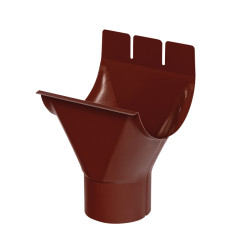 Racord jgheab 125 mm - burlan 90 mm, pentru sistem pluvial, Bilka, metalic, rosu inchis (RAL 3009), lucios, 0.6 mm