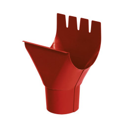 Racord jgheab 125 mm - burlan 90 mm, pentru sistem pluvial, Bilka, metalic, rosu (RAL 3011), lucios, 0.6 mm