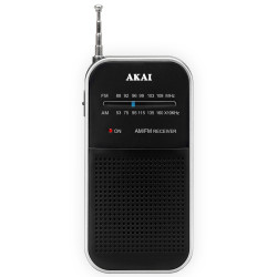 Radio portabil Akai APR-350, FM / AM, 0.3 W, alimentare pe baterii, iesire casti, antena telescopica, negru