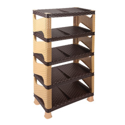 Raft plastic pentru pantofi Galaxy, tip ratan, 5 nivele, 52 x 30 x 96 cm