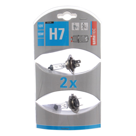 Bec auto halogen pentru far Unitec H7, 55 W, 12 V, set 2 bucati