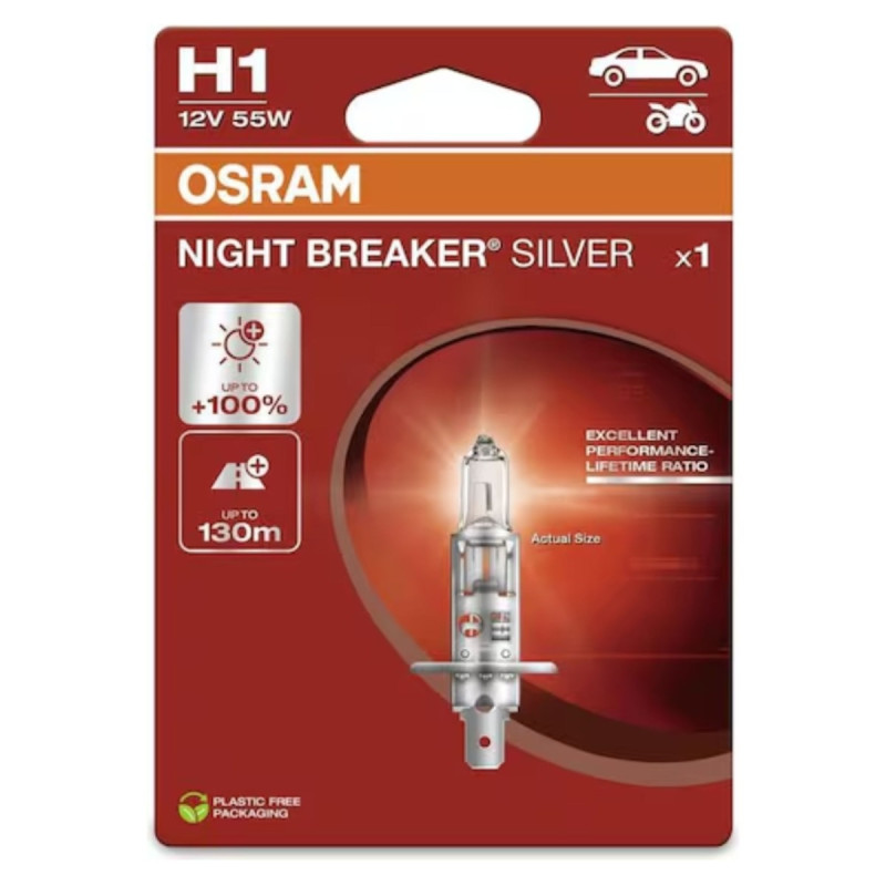 Bec auto Osram H1 Night Breaker Silver, P14.5S, 55 W, 12 V