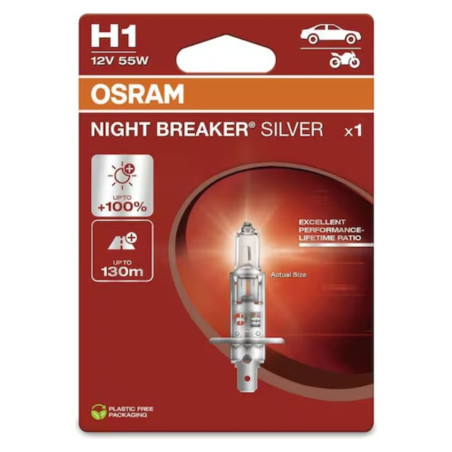Bec auto Osram H1 Night Breaker Silver, P14.5S, 55 W, 12 V
