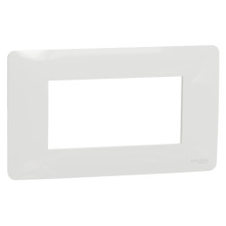 Rama Schneider Electric Noua Unica NU210418, 4 module, alb, pentru priza / intrerupator